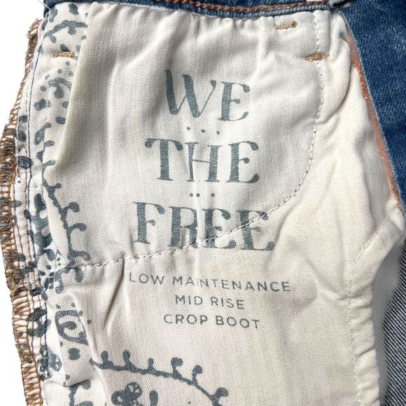 We The Free People Low Maintenance Crop Boot Denim Jean Blue Mid Rise Boho New - Picture 12 of 14